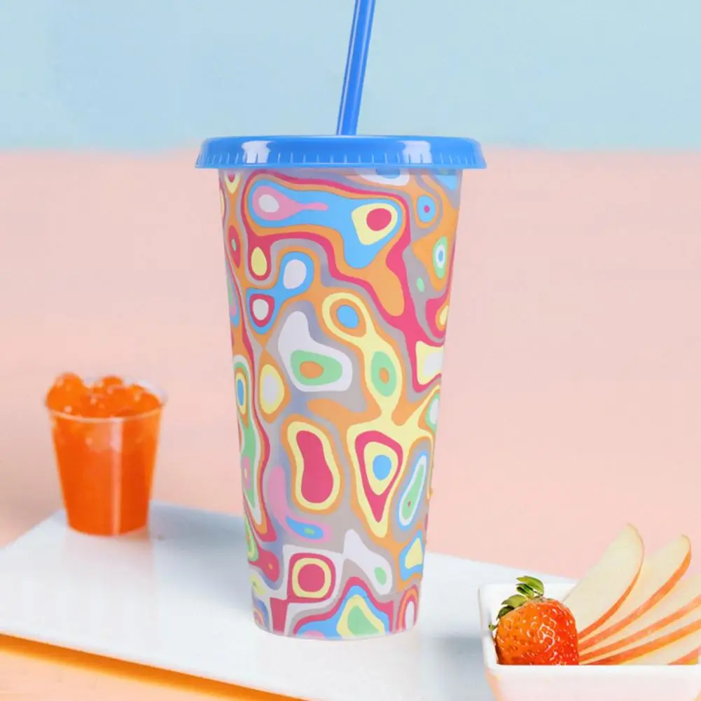 710ML Magic Color Changing Cups with Lids Straws Reusable Beverages Cups Leak-Proof Party Cups for Ice Drink Drinkware