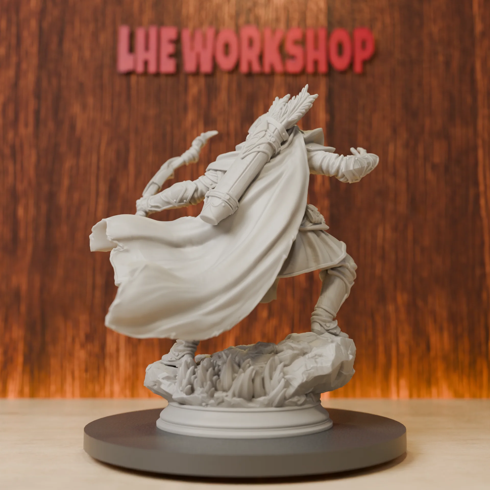 Drow Ranger of the Woods Miniatures | 28mm-75mm | Resin 3D Printed DND Pathfinder Mini | Unpainted Grey
