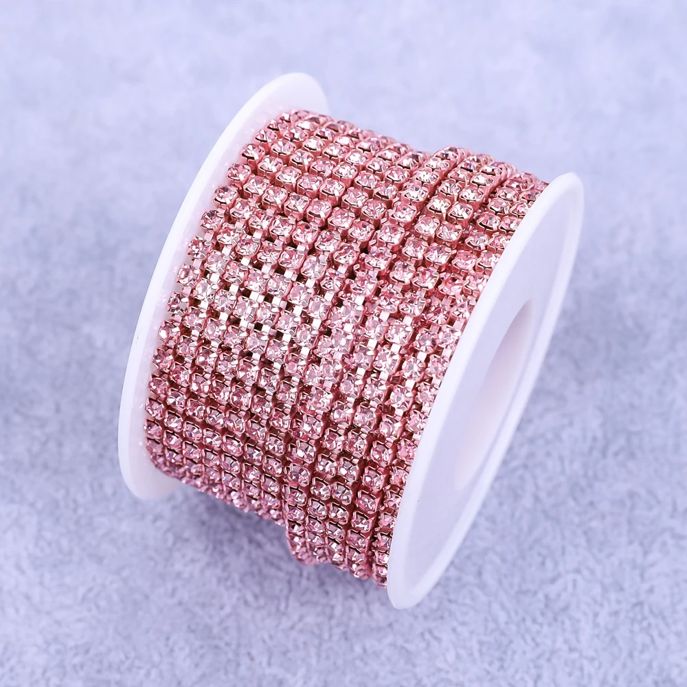 Kristall 10-Yard-Strassbesatz, Stein, Tassenkette, Gold, Diamant, Strass, dekorative Applikation, Kristallbesätze für Kleider