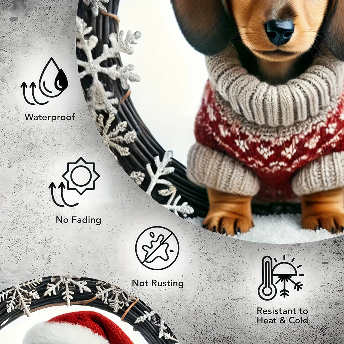 لافتة ألماني معدنية احتفالية مقاس 8 × 8 بوصة مع تصميم إكليل - ديكور منزلي، لوازم فنية، مادة حديدية