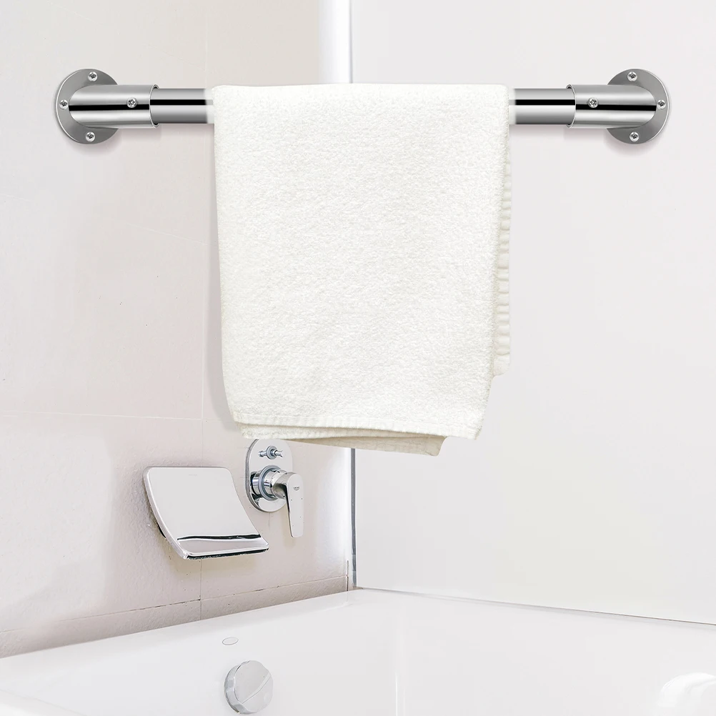 

2 Pcs Angled Flange Base Stainless Steel Shower Curtain Rod Bracket Corner Mount Marine Railing Hardware