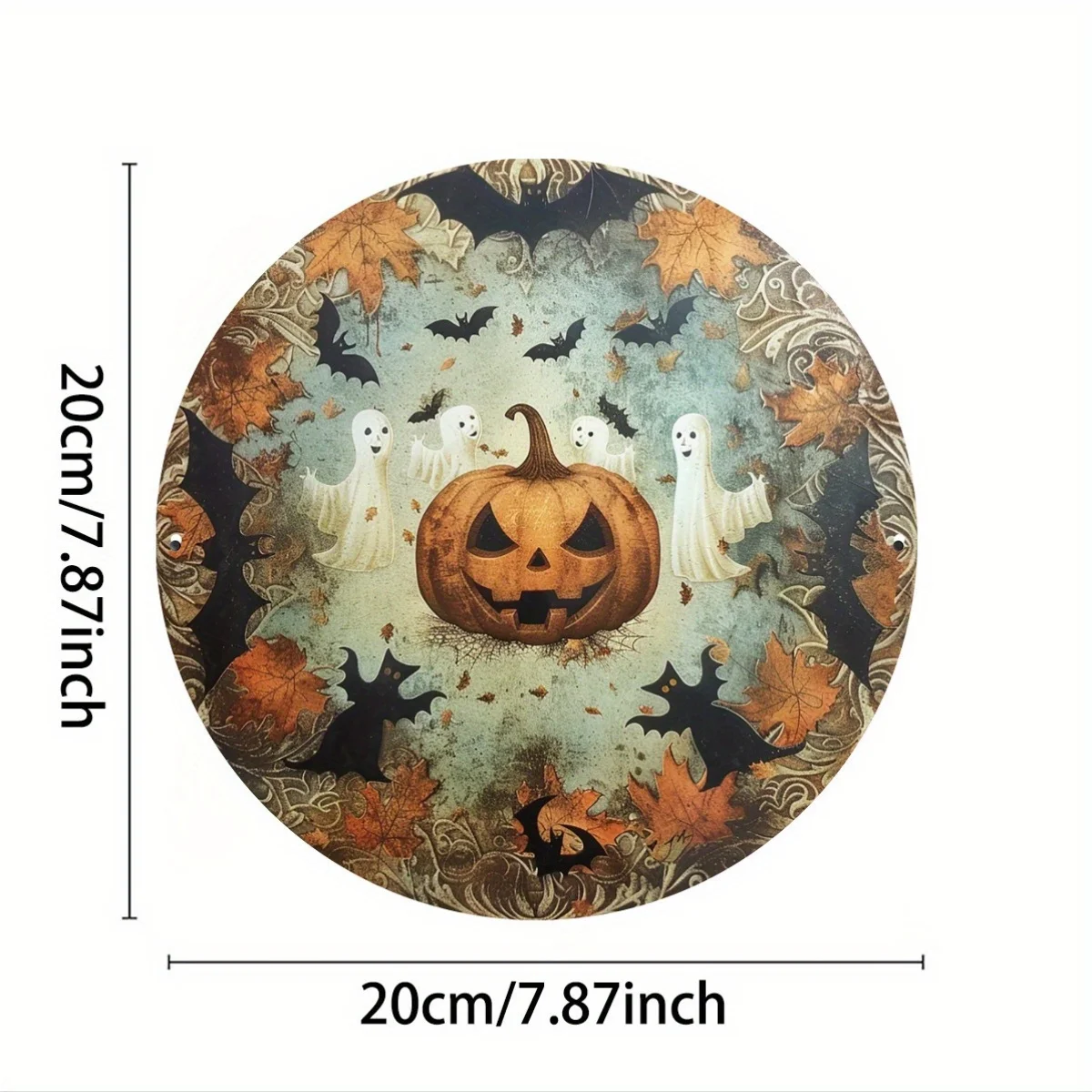 1pc Vintage Halloween Aluminum Sign - Spooky Pumpkin and Ghosts Foil Carved Metal Wall Decor, Indoor/Outdoor Artistic Pewter Pai