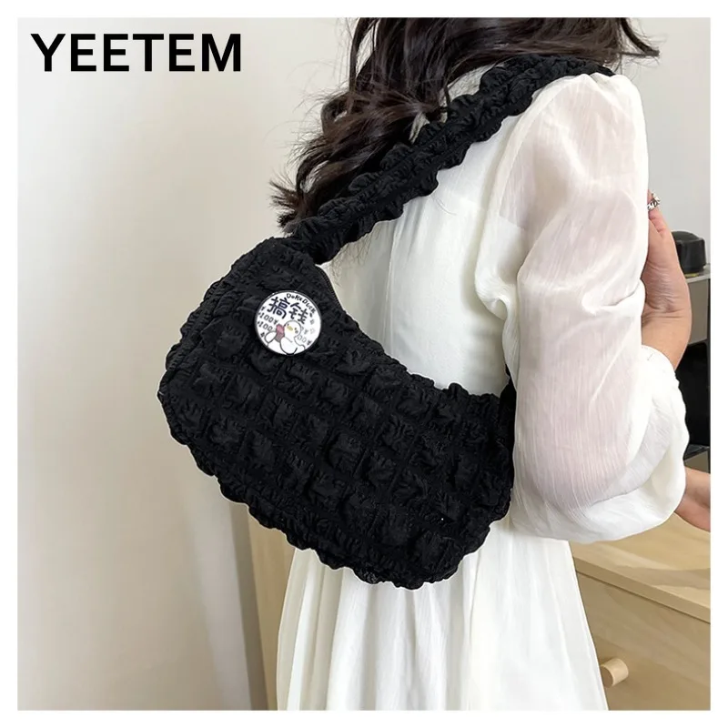 Popular Cloud Bag for Women New Fashion Fold Design Single Shoulder Diagonal Cross Body for Students Portable Underarm Bag