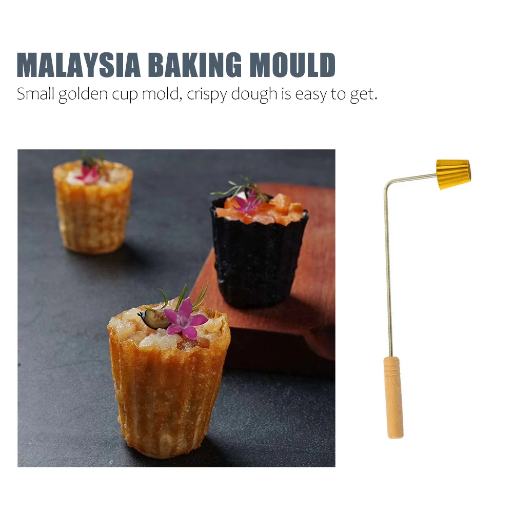 Kitchen Baking Tool Small Gold Cup Mold Mini Waffle Maker Egg Tart Roses Achappam Kerala Golden Copper Accessory