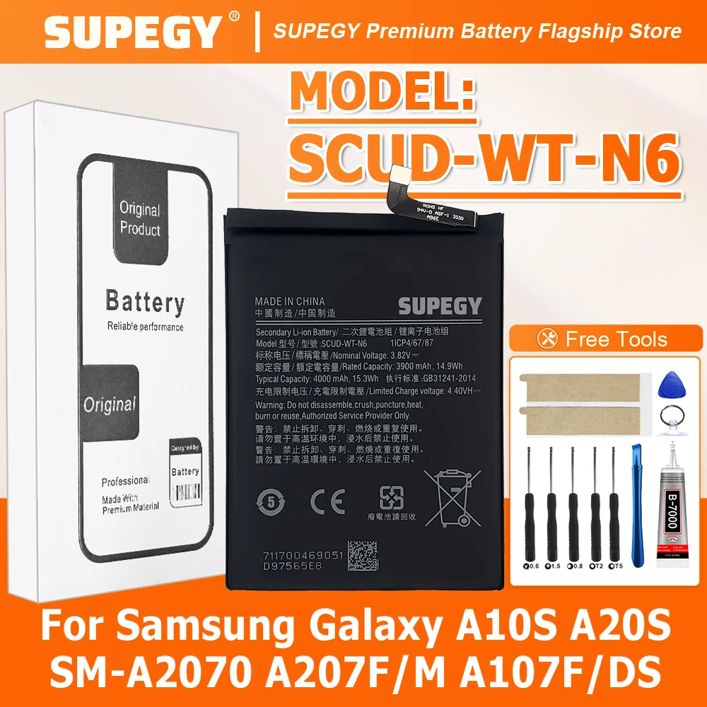 Brand New SCUD-WT-N6 4000mAh Battery For Samsung Galaxy A10S A20S SM-A2070 A207F/M A107F/DS For Honor Holly 2 Plus+Free Tools