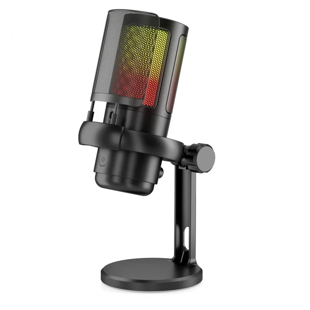 

Настольный USB-микрофон RGB, игровые микрофоны для записи голоса, конденсаторные проводные микрофоны с держателем, настольный микрофон в реальном времени