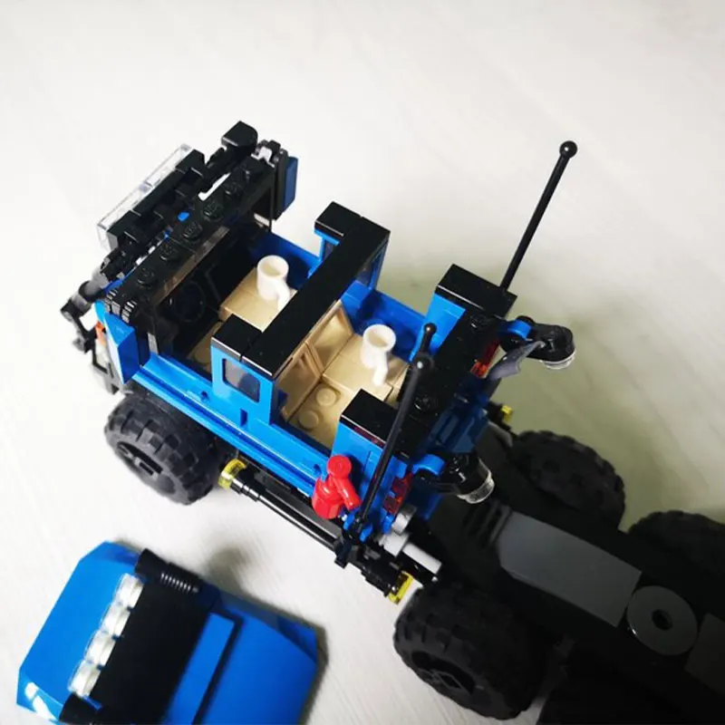 349 pièces MOC- 216882   Camion de piste d'aventure tout-terrain (double cab), ensembles de blocs de construction, modèle de véhicule de ville, jouets DIY pour enfants garçons
