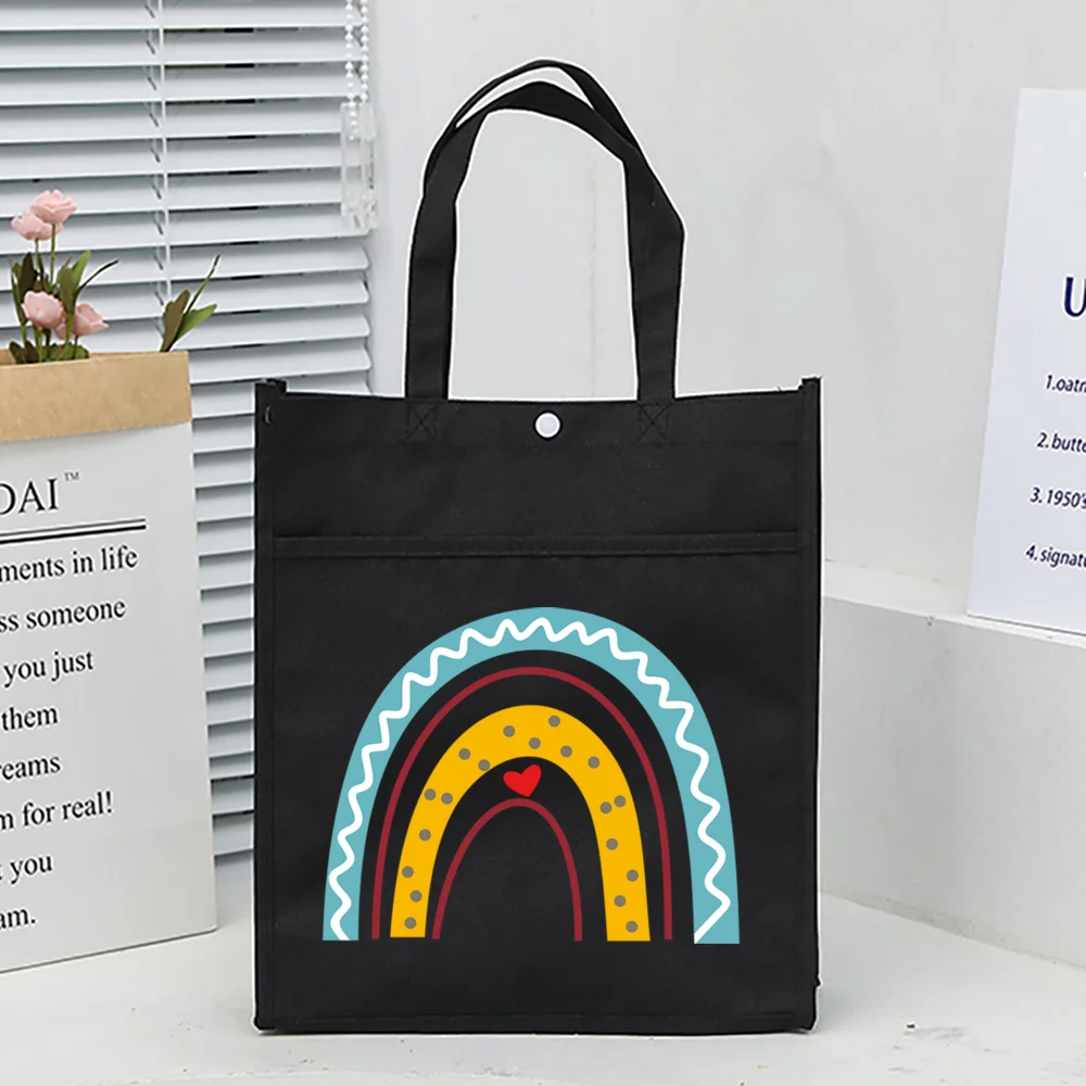 Bolsa escolar infantil com estampa de arco-íris, à prova d\'água, para meninos e meninas, grande capacidade, presentes para estudantes, bolsa escolar