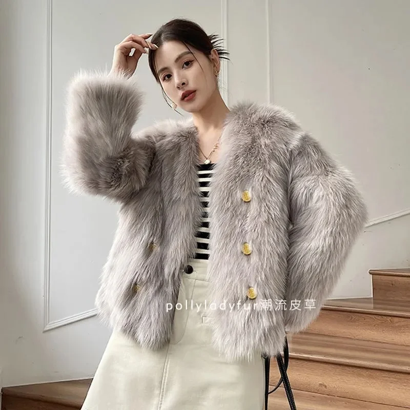 

2024 Autumn/Winter New Tuscany Korean Edition Loose Versatile Plush Top Loose Fur Coat Female Plush Coat Solid Color Commuter D4