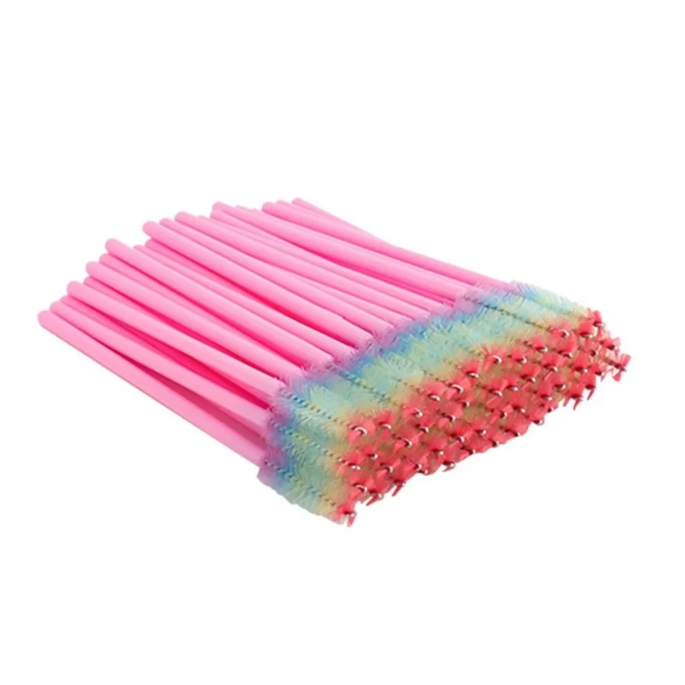 

50Pcs Crystal Eyelash Brush Eyelashes Extension Spoolie Microbrush Lash Makeup Brushes Rainbow Color Cosmetics Tool