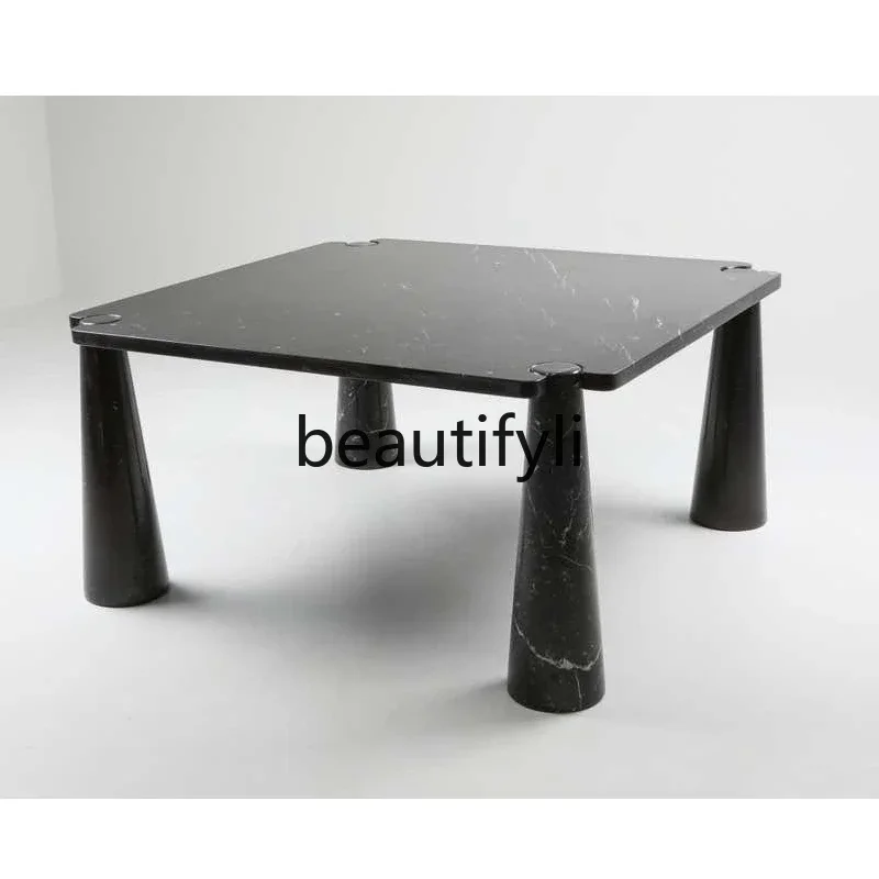 

A15 Postmodern minimalist black marble dining table villa hotel square creative designer dining table