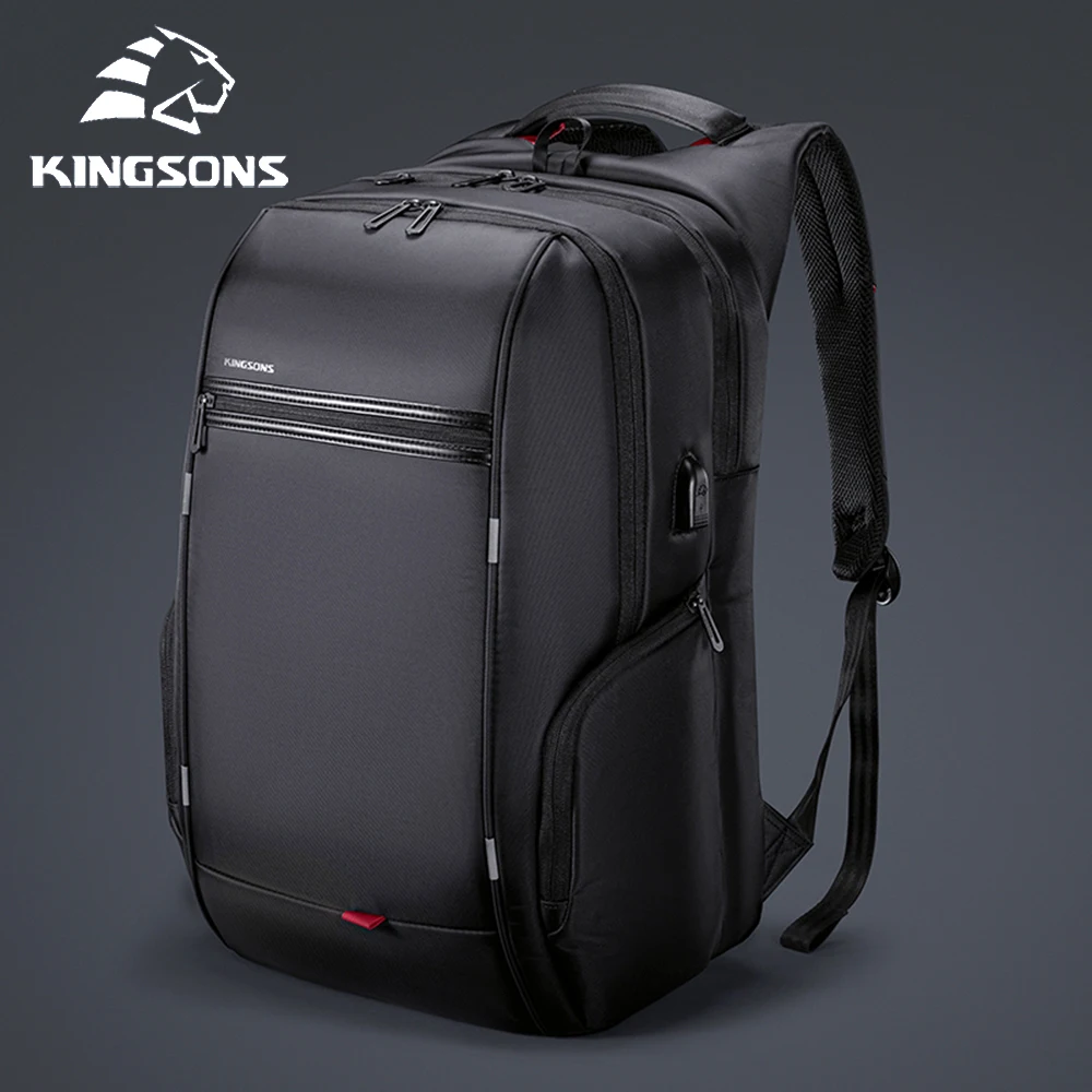 Mochila Kingsons impermeable para hombre, bolsas para ordenador portátil de 17 pulgadas, Mochila antirrobo con carga USB externa para ordenador portátil, Mochila multicapa