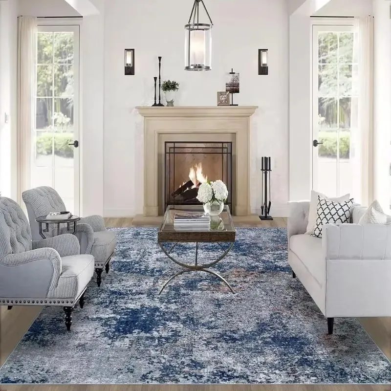 Area Rugs for Living Room:Non Slip Backing Non Shedding Abstract Stain Resistant Carpet for Bedroom