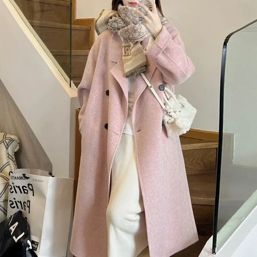 

Women's Fashion Double-Sided Woolen Goods Medium-Length Overcoat Autumn Winter New Style Korean-Style Knee-Length Woolen Jacket