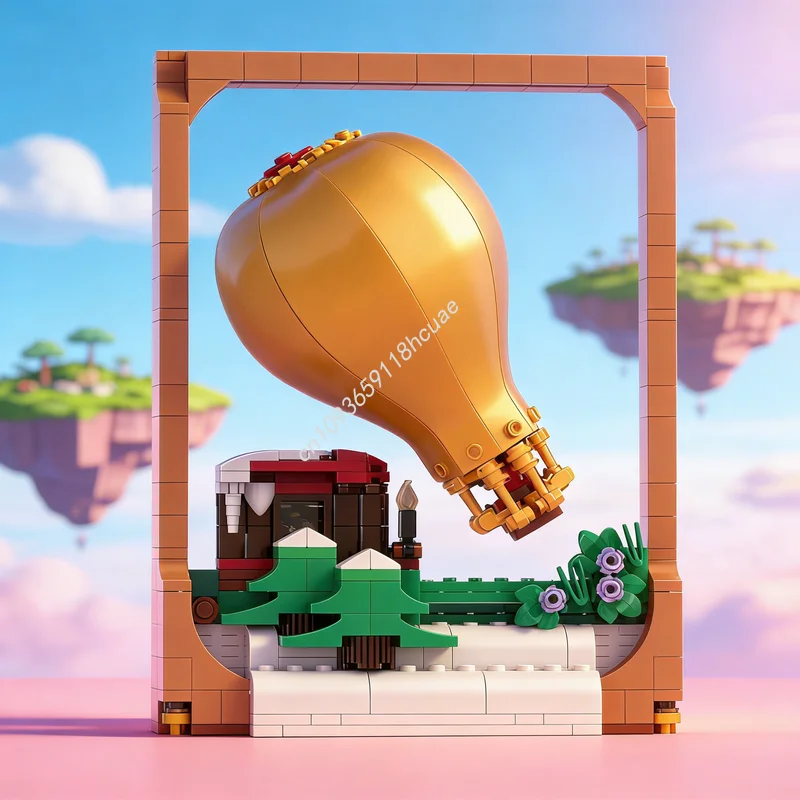484 Piezas MOC Icons Ride Santa S Golden Balloon, Modelo Alternativo de Bloques de Construcción, Juguetes de Arquitectura, Idea de Regalo de Navidad, Educación