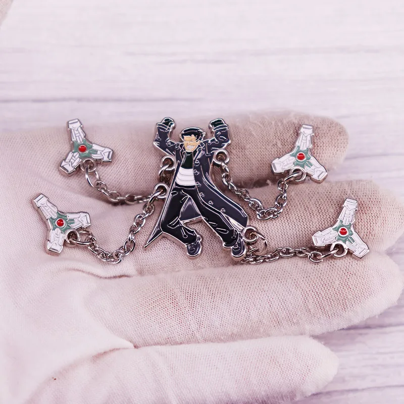 Doctor X Octopus Enamel Lapel Pin with Chain DocOck Badge Comic Books Character Brooch Backpack Decoration Charm Jewelry