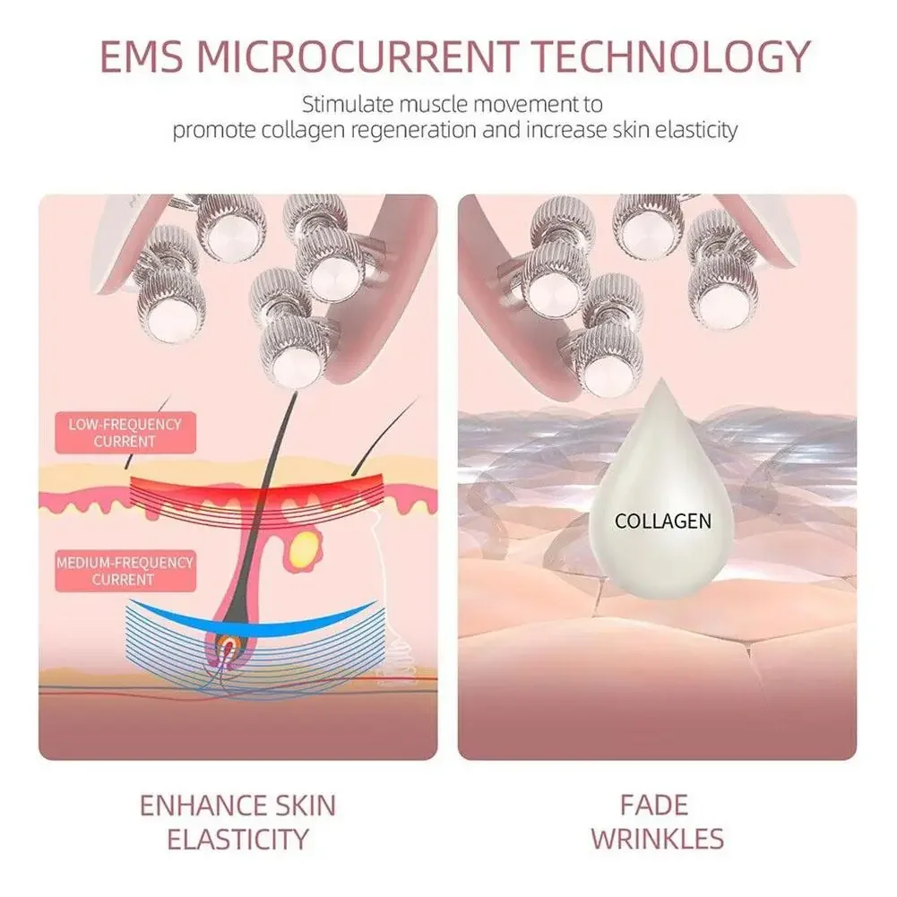 EMS-Appareil de lifting du visage en forme de Y, masseur facial, rouleau en V, dissolvant de double ruisseau, soins de la peau, outil de beauté à usage domestique