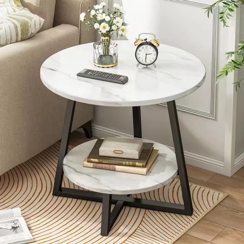 

Hot Sell Bed Side Modern Double Layered Round Coffee Table for Home
