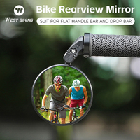 WEST BIKING Mini Handlebar Mirror Universal Adjustable Bicycle Rearview Mirror MTB Road Bike Bar End HD Mirror Bike Accessories