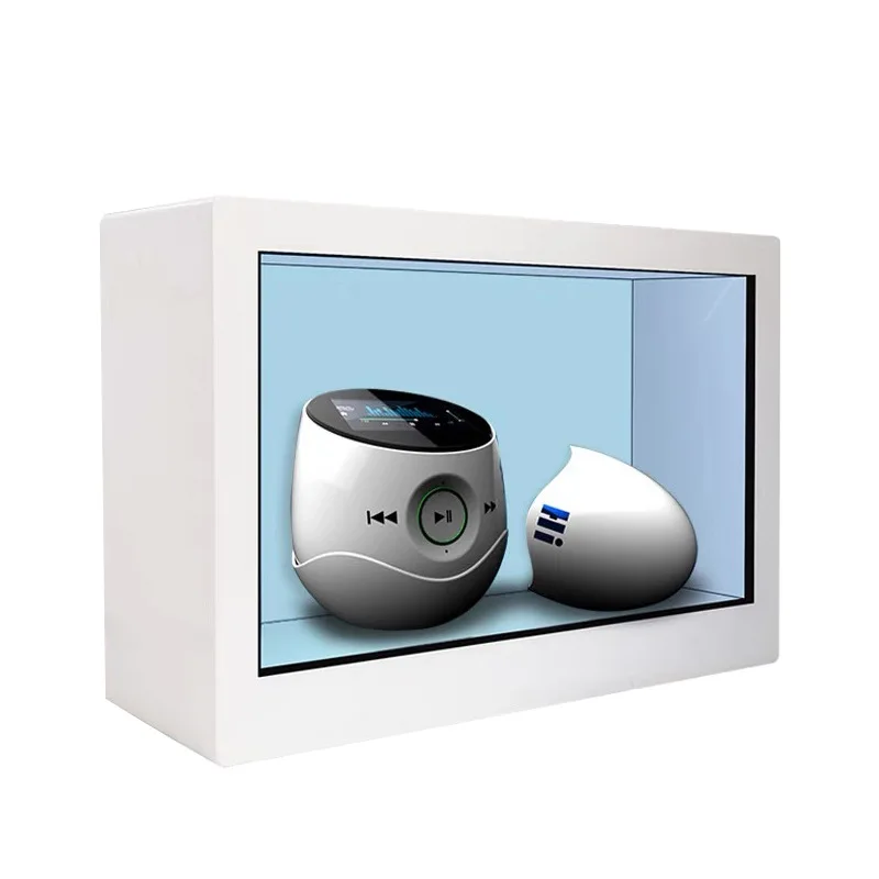 

3D holographic LCD transparent screen display cabinet, multi-functional interactive touch physical display window