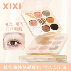 xixi graffiti diary nine-color eye shadow low-saturation fine shimmering pearly powder delicate daily makeup without powder