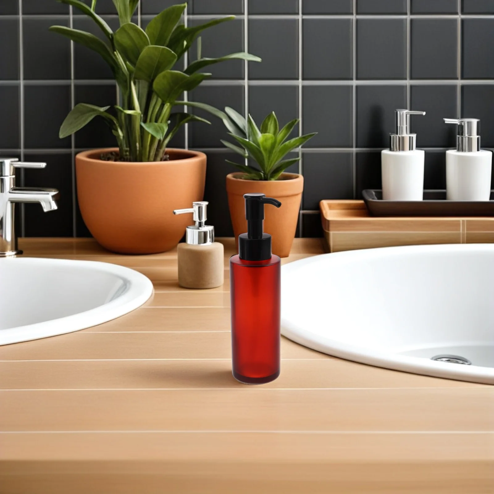 

2Pcs 100ml Amber Glass Pump Bottles Refillable Makeup Oil Remover Leakproof Dispenser Elegant Travel Containers