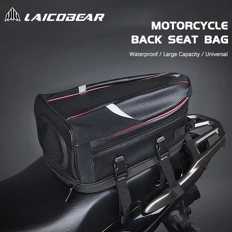 

Motorcycle Tail Bag Waterproof Motocross Rear Back Seat Bag Large Capacity Saddle Bag Carbon Fiber Motorbike Tail Luggage Bag