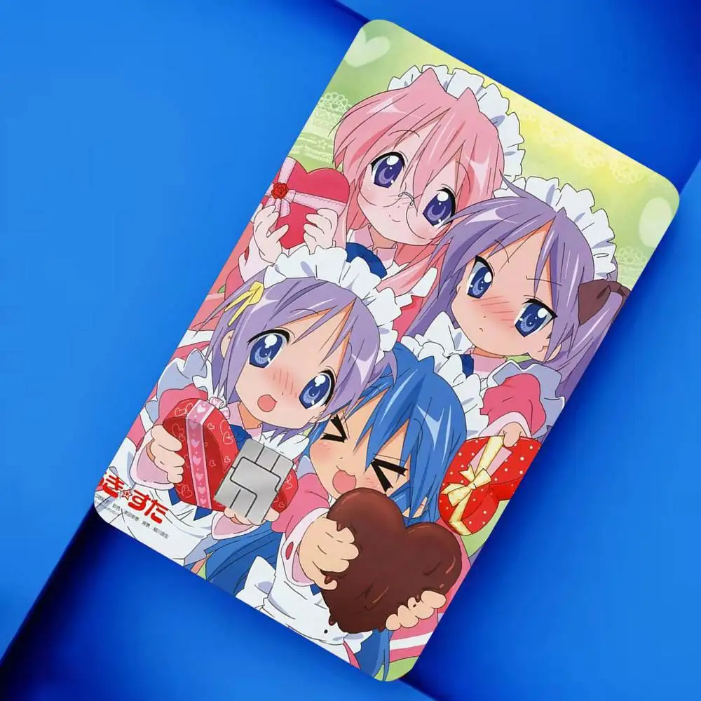 Anime Lucky Star 4pcs 1Set Card Stickers Small Waterproof Chip 4PCS Card Sticker Anti-Scratch