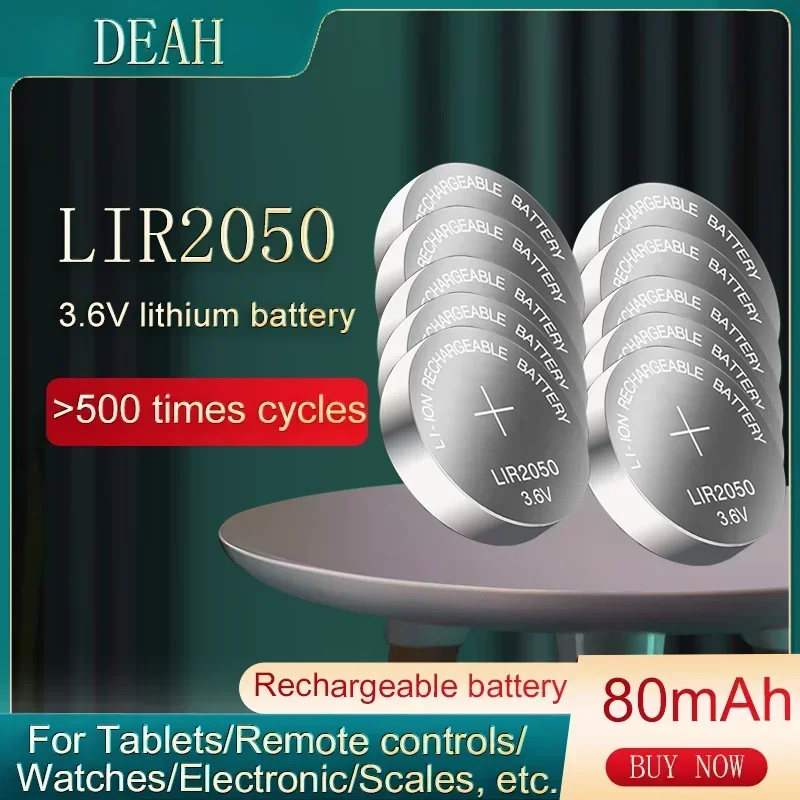 LIR2050 LIR 2050 3.6V Lithium Rechargeable Battery Replace CR2050 For Clocks Computer Motherboard Electric Toys Button Cells