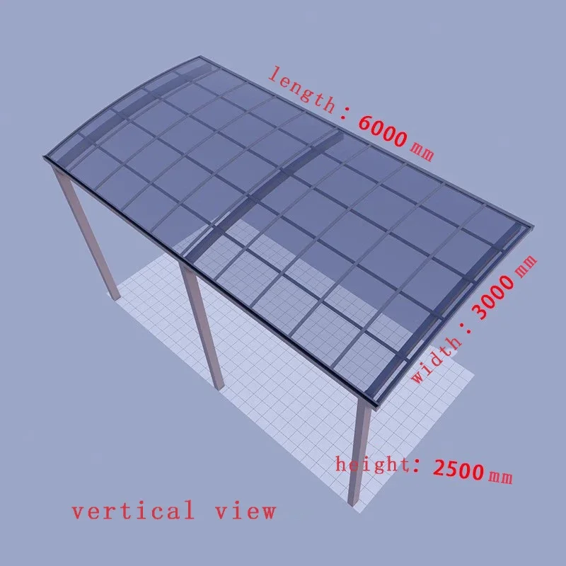 فاخر مخصص الألومنيوم شرفة المراقبة carport 2 منفذ السيارة الخارجي 3x6 3x4 مظلة معدنية خارجية سقيفة البولي كربونات المرآب وقوف السيارات #5
