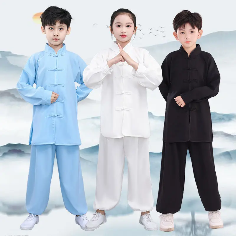 Kids Kung Fu Martial Arts Costume Ramie Fabric Chinese Style Performance Training Suit Unisex School Students