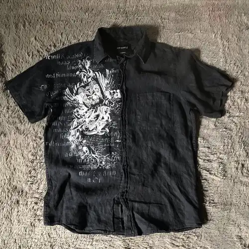 Camiseta negra Y2K para hombre, camiseta Retro de aclicción, camiseta Harajuku con estampado de letras de calavera y escritura sagrada, Tops góticos de manga corta a la moda