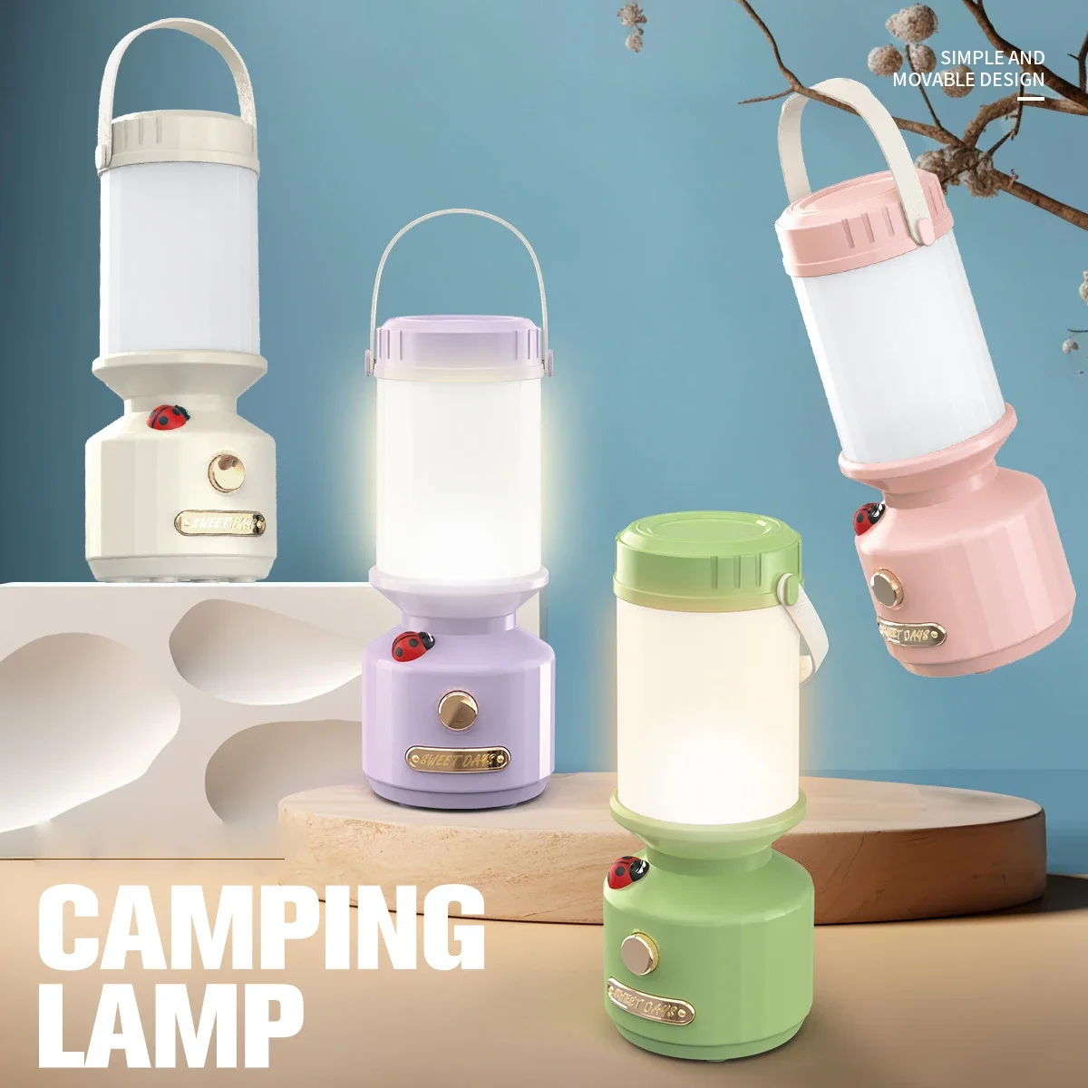 Portable Vintage Camping Lantern Outdoor LED Tent Light Rechargeable Flashlight Night Lamp Fishing Lighting Cool Camping Gear