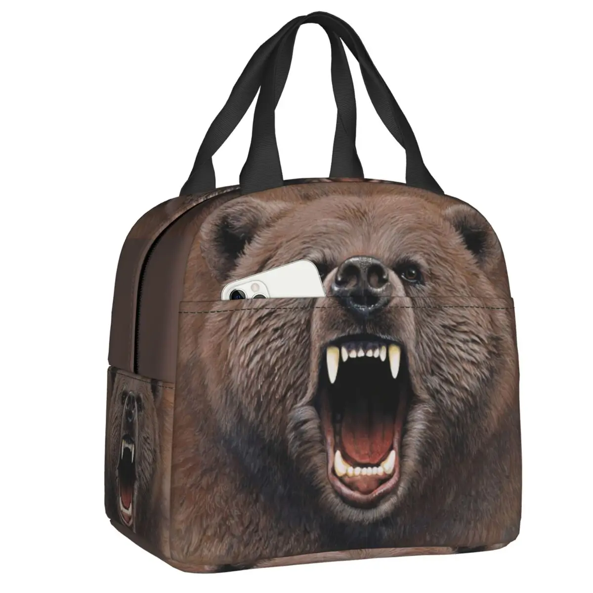 

Angry Bear Insulated Lunch Bag for Women Men Portable Warm Cooler Thermal Lunch Box Kids School Children Food Picnic Tote Bags