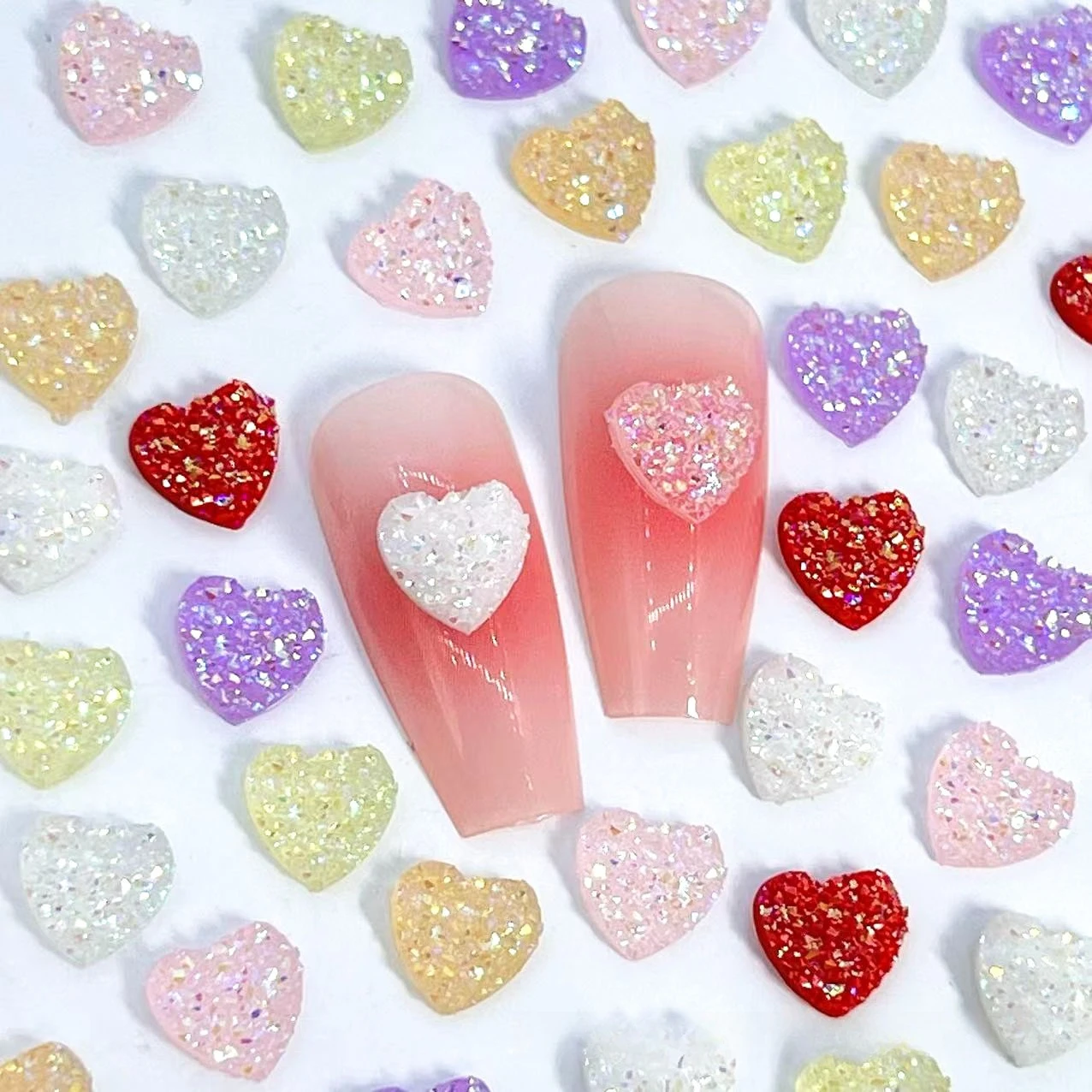 

50/100 шт., 7,5 мм, в форме сердца, в форме сердца, плоская нашивка, аксессуары для ногтей, аксессуары для чехлов для телефонов, сделай сам, поделки скрапбукинга,