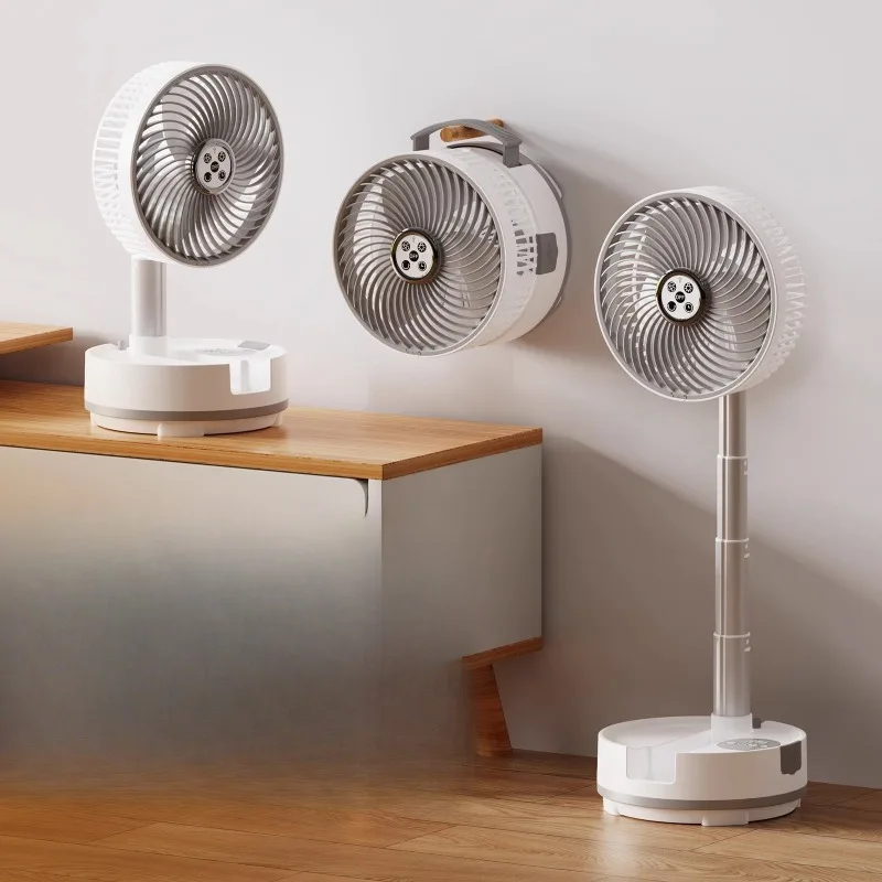 

Shaking head electric fan folding telescopic home desktop ultra-quiet wireless camping portable bedside large wind