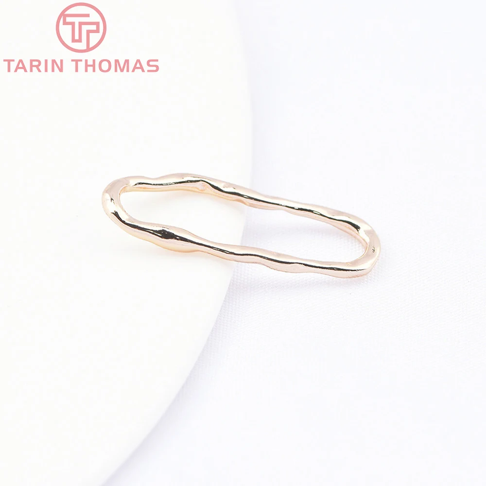 (9088) 6PCS 9x24MM 24K Gold Color Brass Irregular Oval Circle Connector Charms High Quality DIY Jewelry Making Accessories