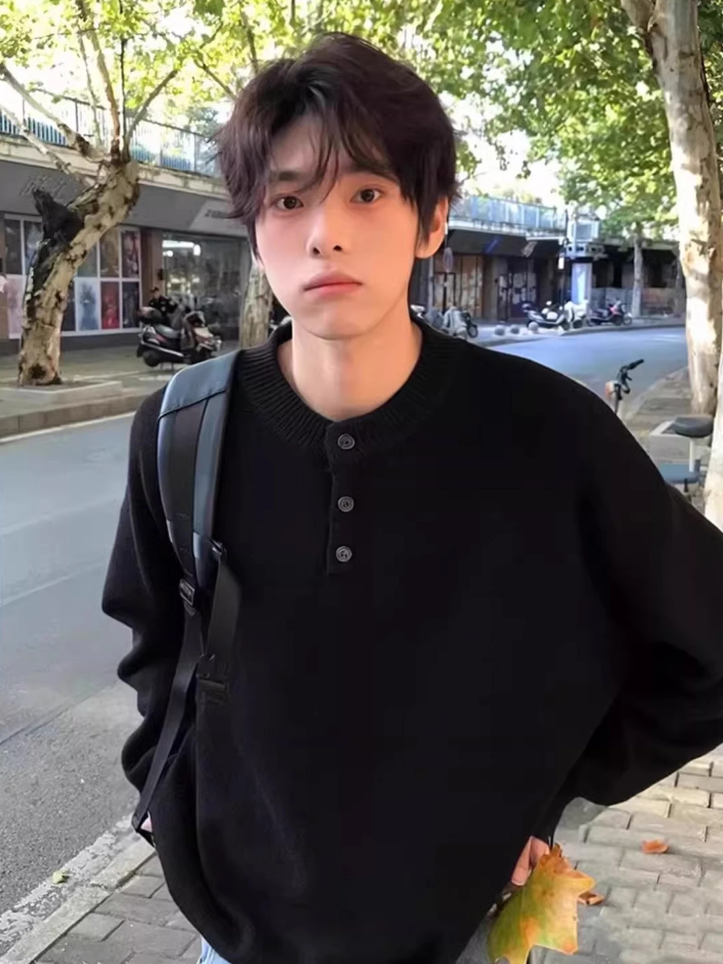 

Cleanfit Bla American Sle Henry Collar Men's Knitwear Casual Loose Fit Inner Wear Winter Comfortable Polyester Fiber