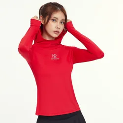 2024 Women Sports Hooded Golf Tennis Yoga Long Sleeve Gym Fitness Running Soft Shirts Athletic Workout Sportswear Training Tops
