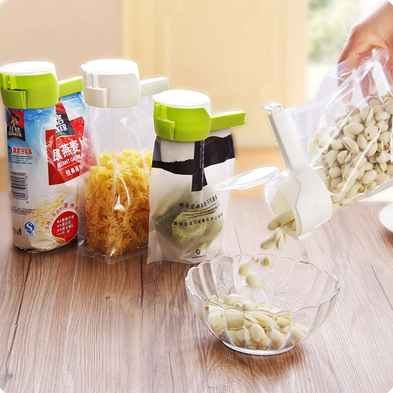 อาหารรักษากระเป๋าปิดคลิป Oat Dispense Spout ถุงขนมขบเคี้ยวคลิป Moisture Seal คลิปสดซีล Clamp อุปกรณ์ทำครัว