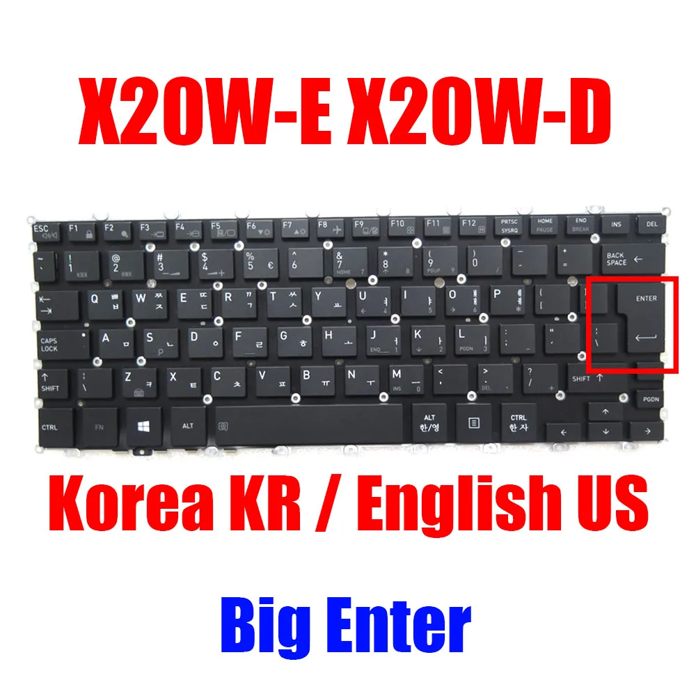 

Korea KR English US Laptop Keyboard For Toshiba For Portege X20W-E X20W-D Big Enter Black With Backlit