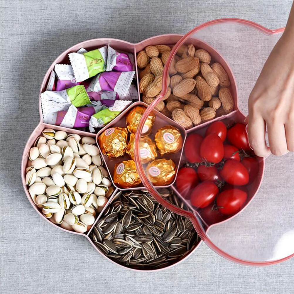 

Candy Box Dried Fruit Tray Container with Lid Snack Trays Platter Storage Containers Reusable Divided Serving