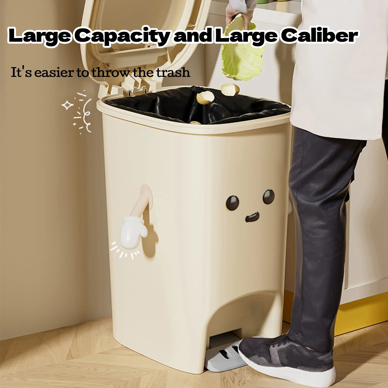 Kitchen Step Trash Can Waterproof Simple Kitchen Waste Basket Foot Pedal Garbage Bin for Restroom Bedroom Study Office Entryway