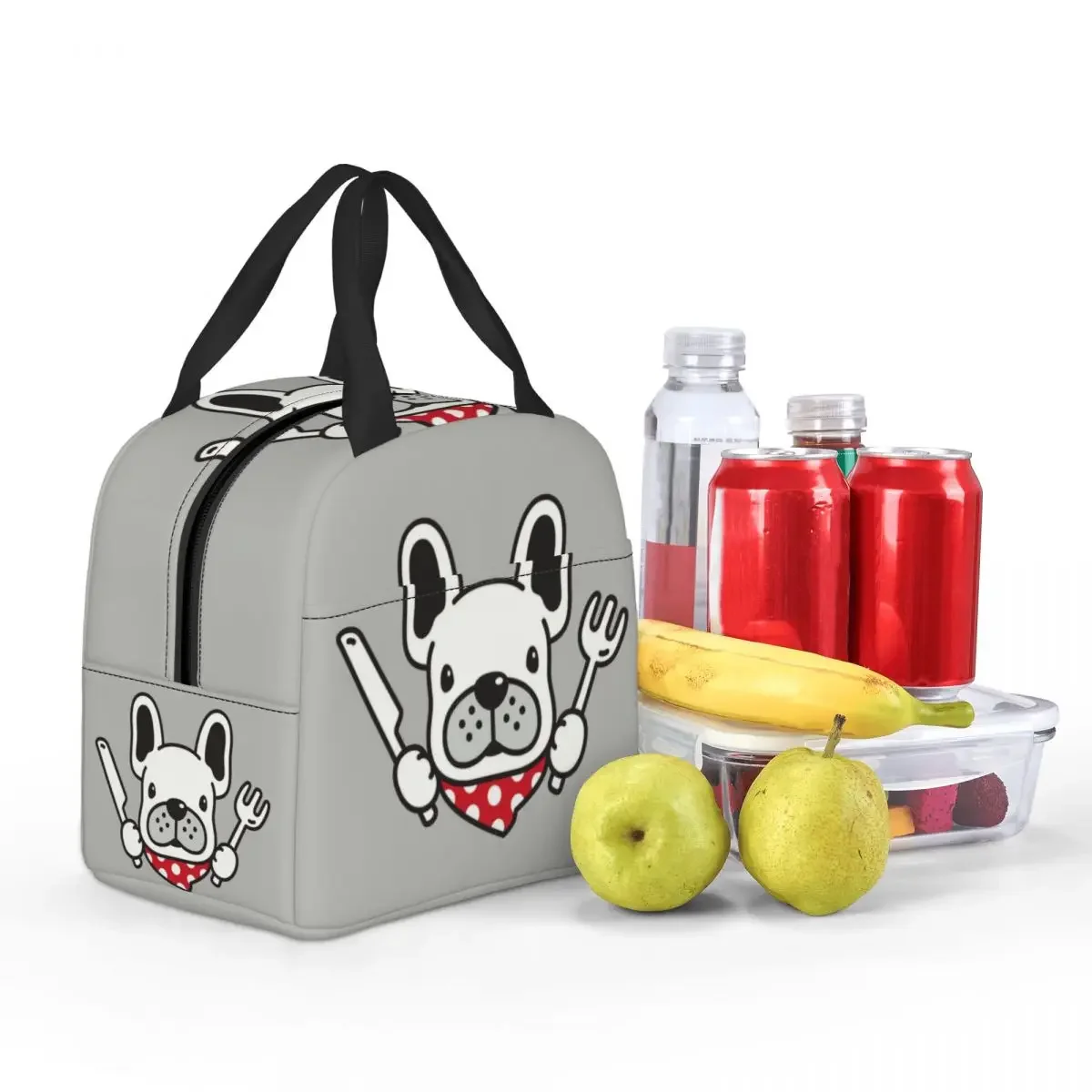 Custom French Bulldog Insulated Lunch Bag for Work School Frenchies Dog Waterproof Cooler Thermal Lunch Box Women Kids