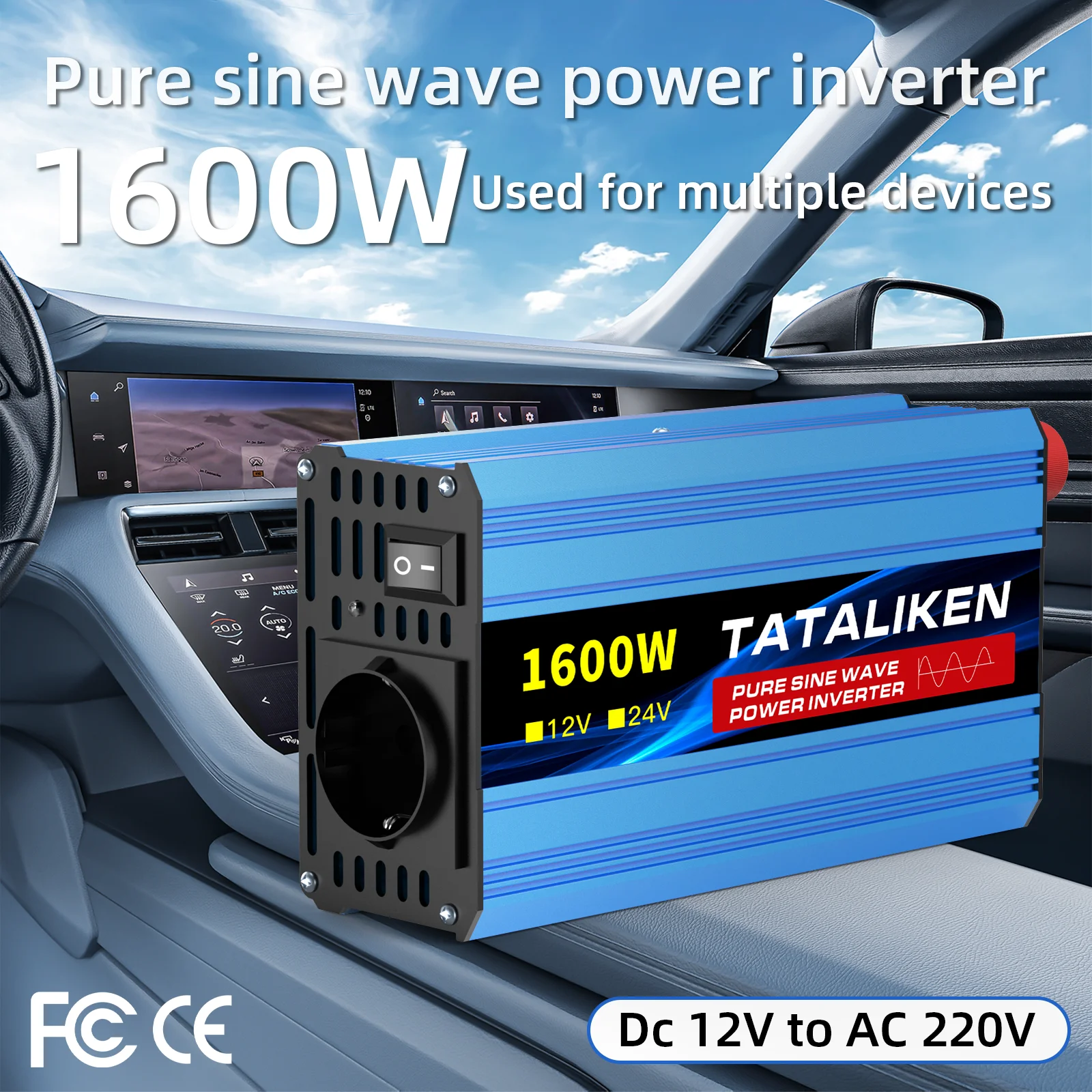 

Инвертор чистого синусоидального тока 1000-8000 Вт, DC 12В в AC 220В 50Гц, с ЖК-дисплеем и термостатическим вентилятором, для солнечных систем, домов, автодомов, с вилкой стандарта ЕС