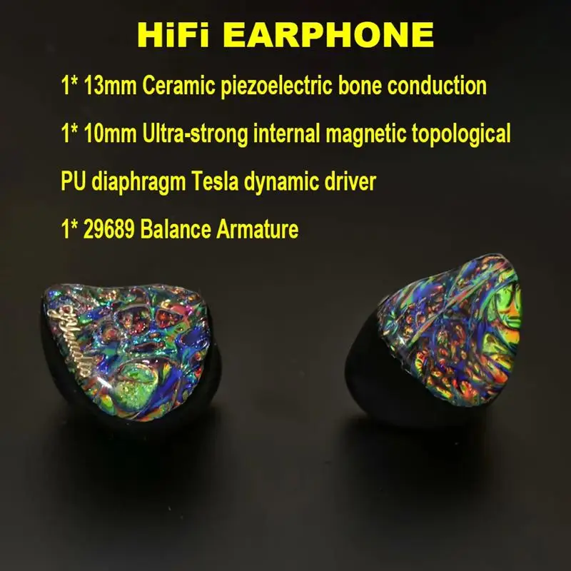 

HiFi Headphones IEM in-ear Monitor Earbuds Bone Conduction Earphones for Musicians Wired Headset 2pin Detachable Cable 3.5 IEMs