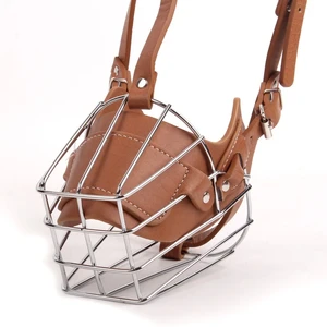 Ayarlanabilir, nefes alabilen deri evcil hayvan ağız maskesi, köpek üzerinde maske namlu, Isırmaya karşı koruma, metal köpek aksesuarlarının en iyi yüzleri - köpekler için 8 temel satış desteği - №5