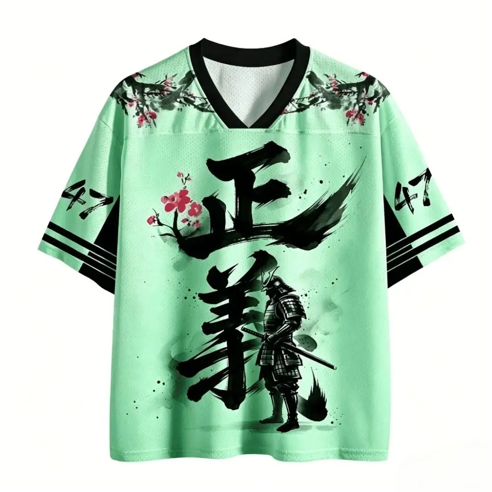 Latest Japanese-style Ukiyo-e Justice Warrior 3D Printed Sport Quick-drying Men's Casual Fashionable V-neck T-shirt