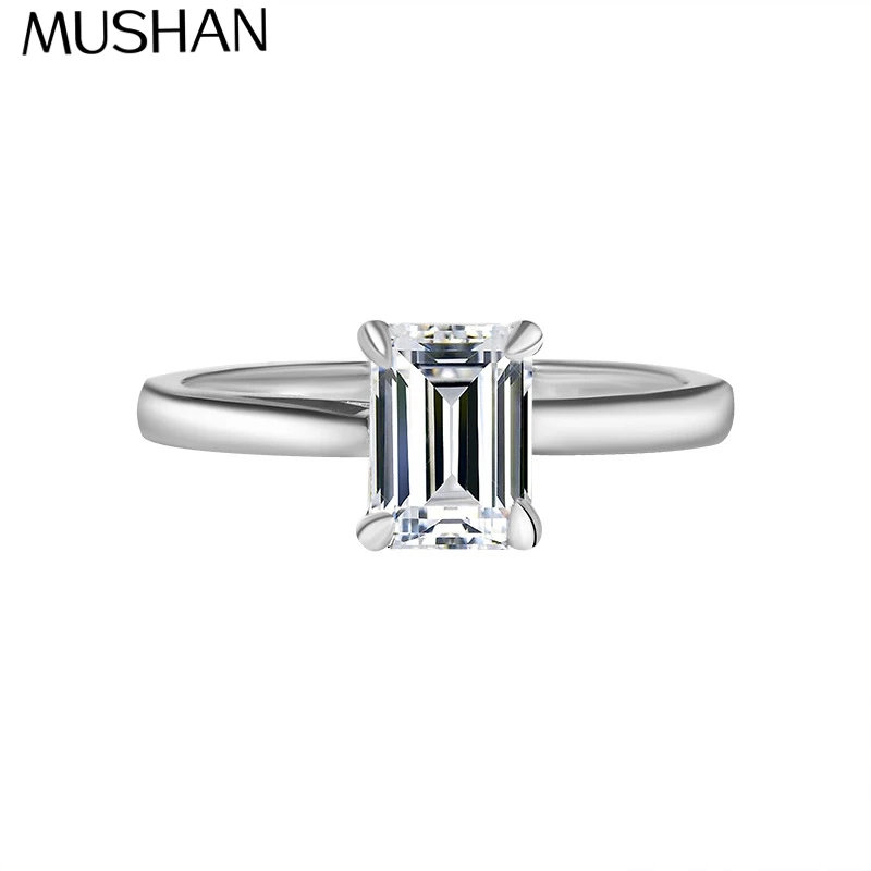 

MuShan Brand Jewelry 925 Sterling Silver Ring VVS Moissanite Fashion Ring Women 18K Real Gold Plated MST Patent Fine Rings