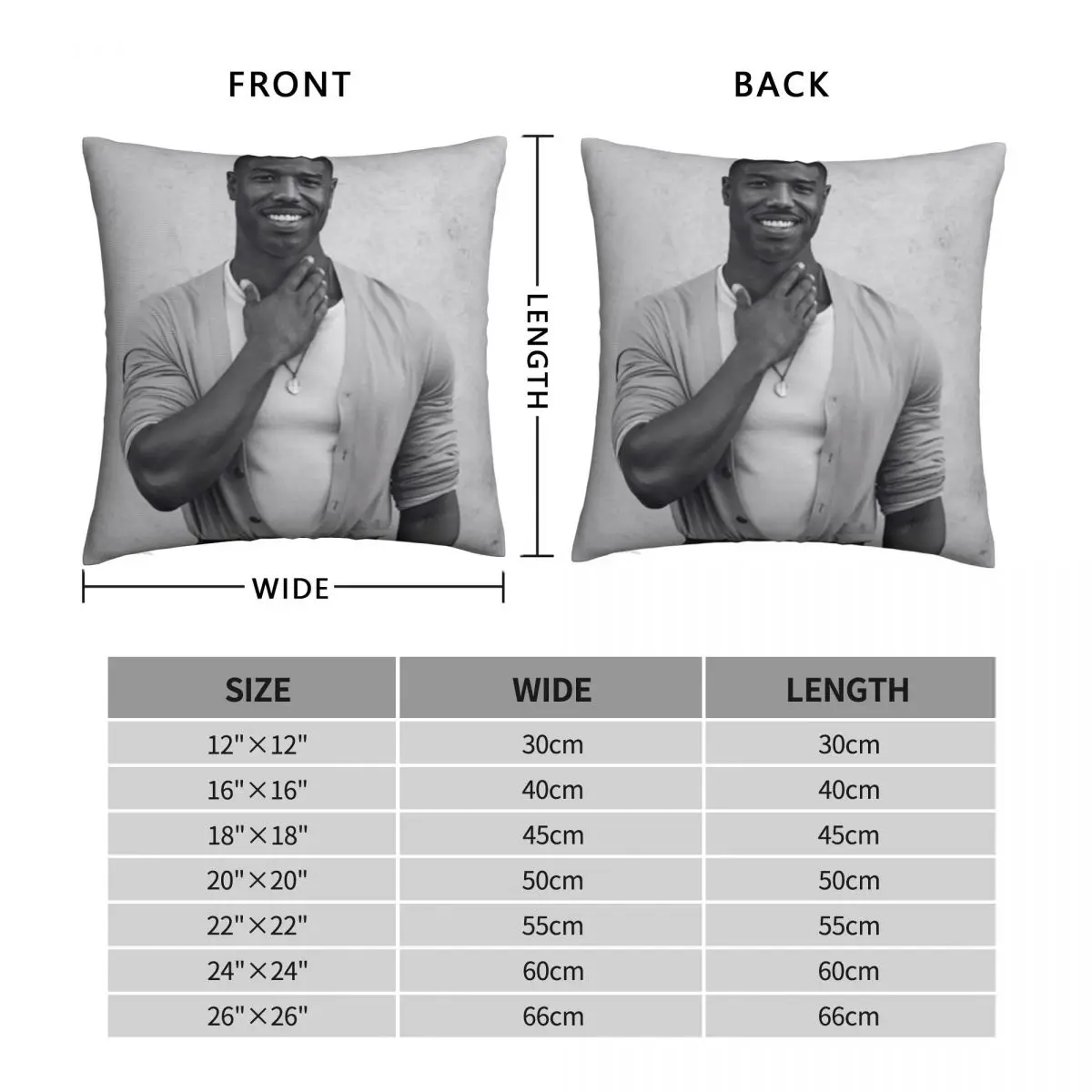 Michael B Jordan Square Pillowcase Polyester Linen Velvet Printed Zip Decor Sofa Cushion Case